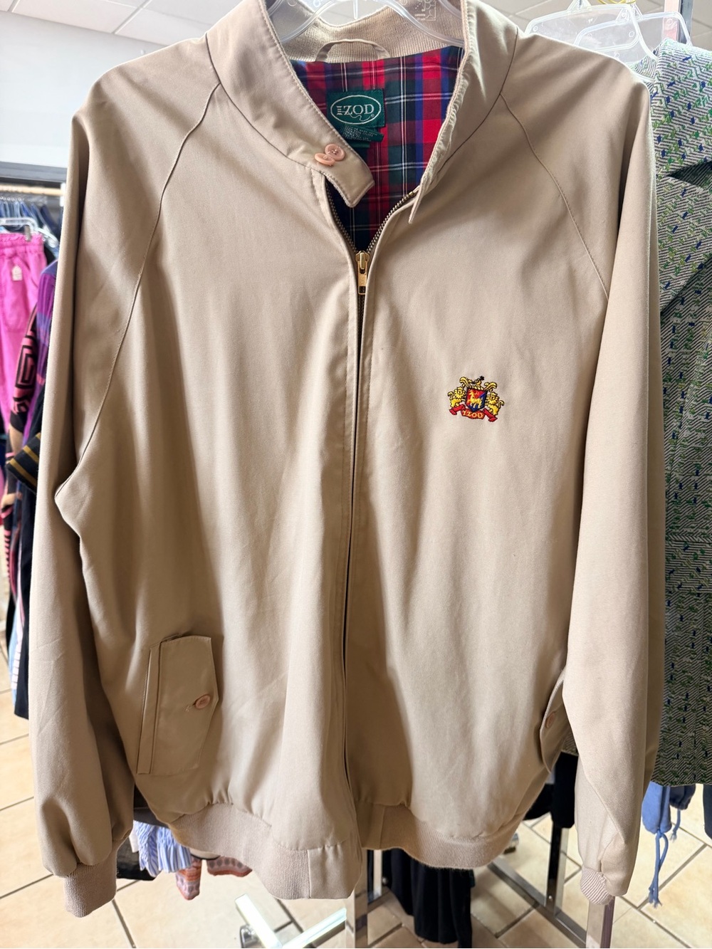 IZOD Mens Beige Harrington Jacket